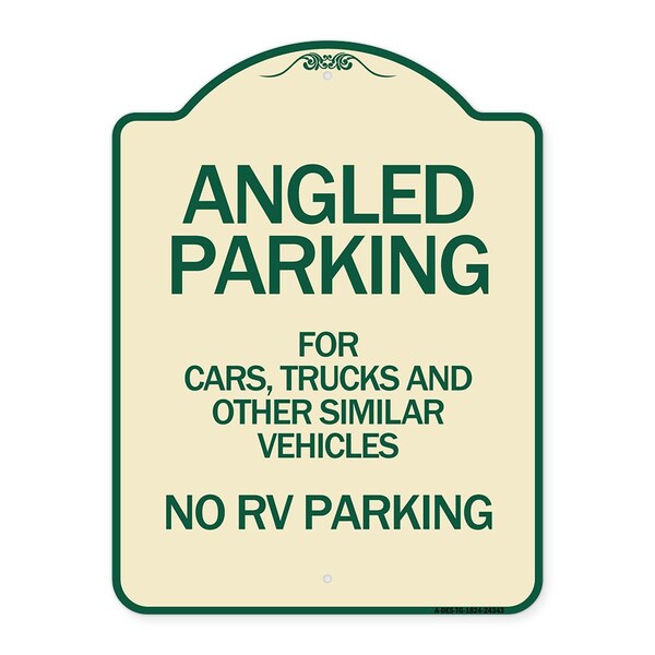 Angled Parking for Cars Trucks & Similar Vehicles No RV Parking Alum Sign, 24" x 18", TG-1824-24343